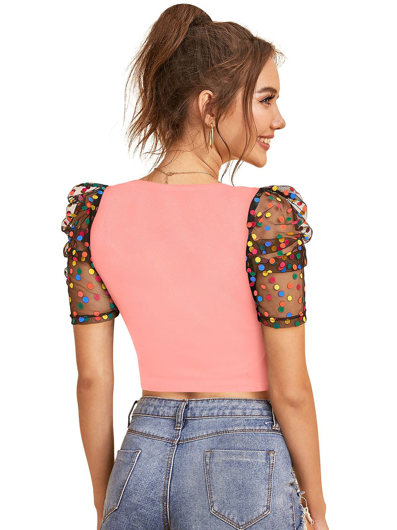 Chic Puff Sleeve Crop Top – Trendy & Stylish Women's Fashion DNK