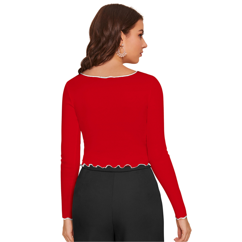 Tangerine Wave-Stitch Crop Top- DNK