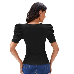 Sunset Glow Ruched Sleeve Tee