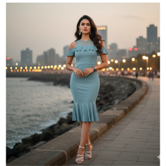 Ocean Mist Ruffle Mermaid Dress -DNK