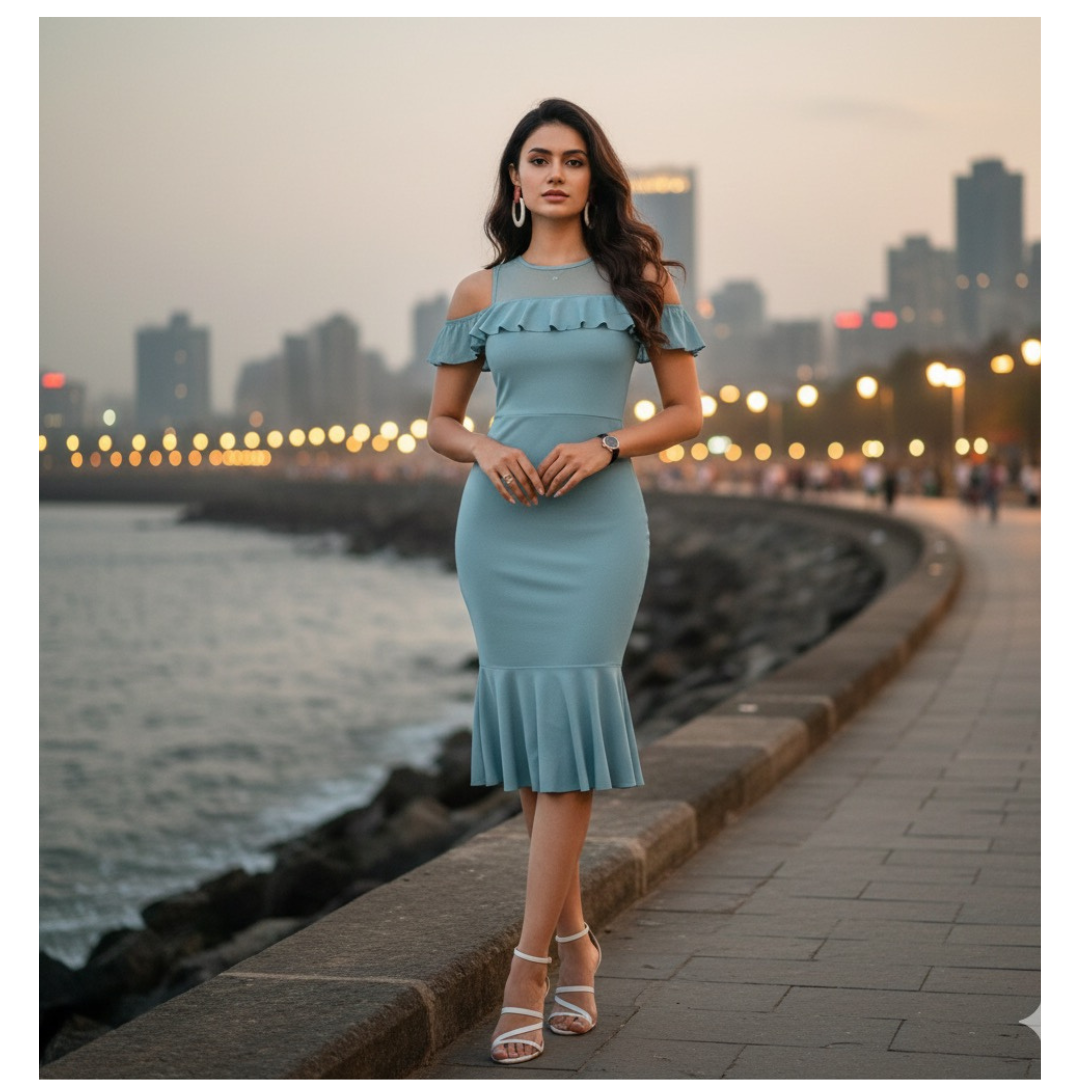Ocean Mist Ruffle Mermaid Dress