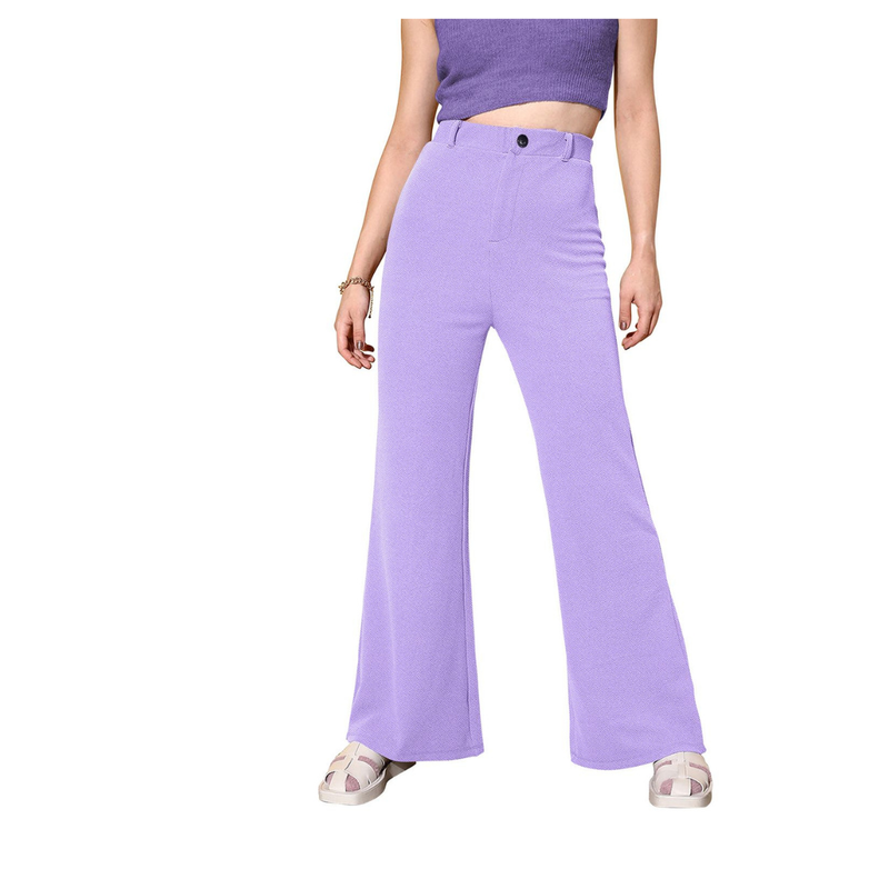 Soft Knit Lilac Wide-Leg Lounge Trousers-DNK