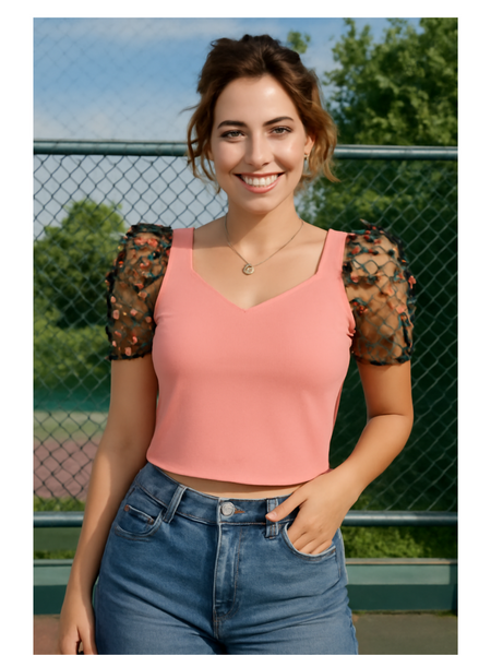 Chic Puff Sleeve Crop Top – Trendy & Stylish Women's Fashion DNK