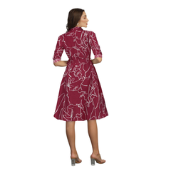 Button-Down A-Line Midi Dress -DNK