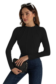 Chic Ribbed Knit Structured Top