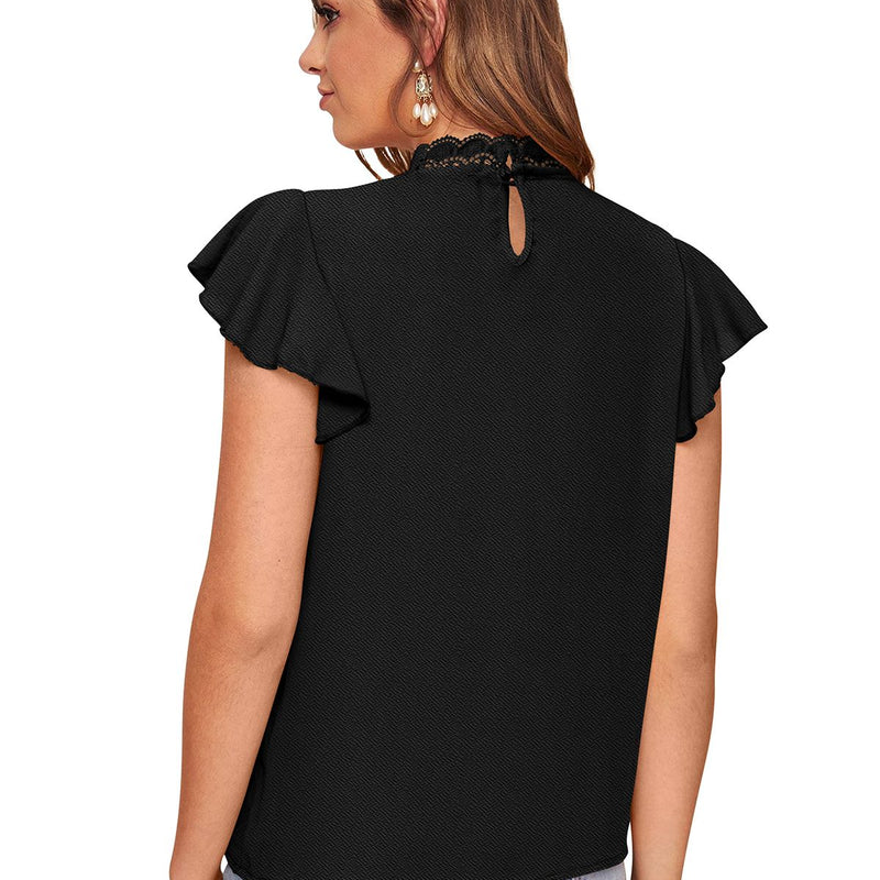 White Ruffled Round Neck Cropped Top DNK