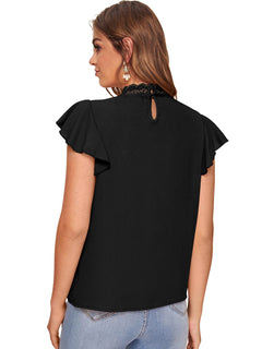 White Ruffled Round Neck Cropped Top