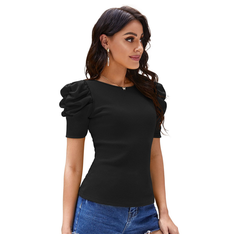 Sunset Glow Ruched Sleeve Tee