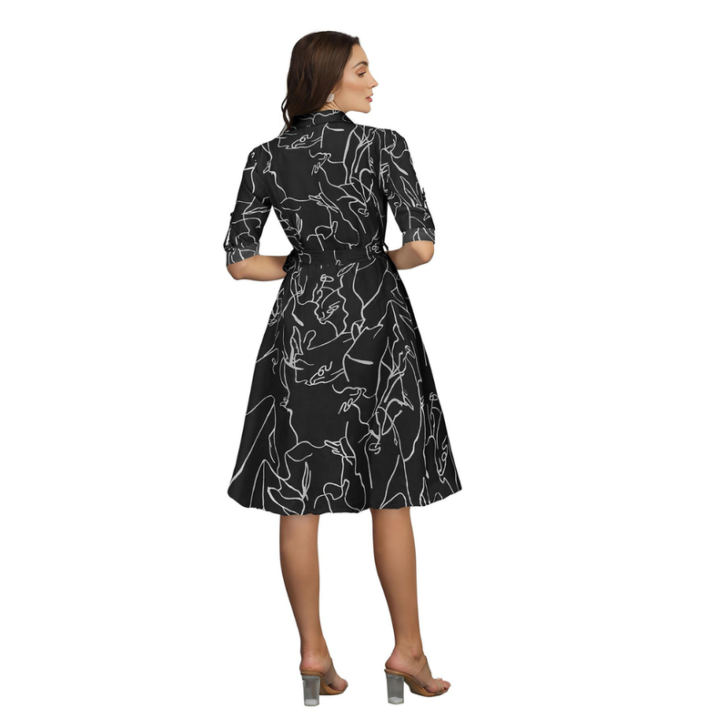 Button-Down A-Line Midi Dress -DNK