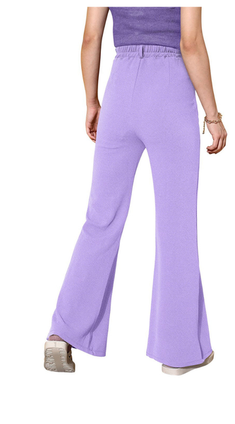 Soft Knit Lilac Wide-Leg Lounge Trousers