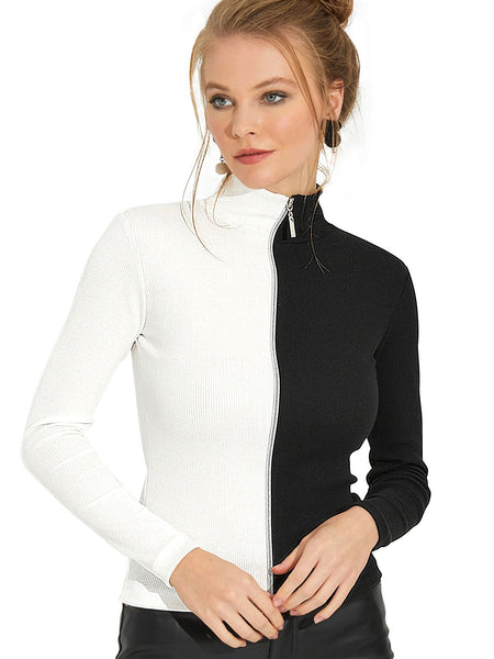 Dual-Tone Zip-Up Top DNK