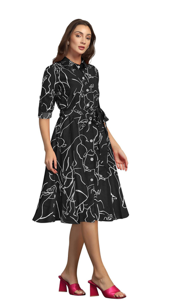Button-Down A-Line Midi Dress