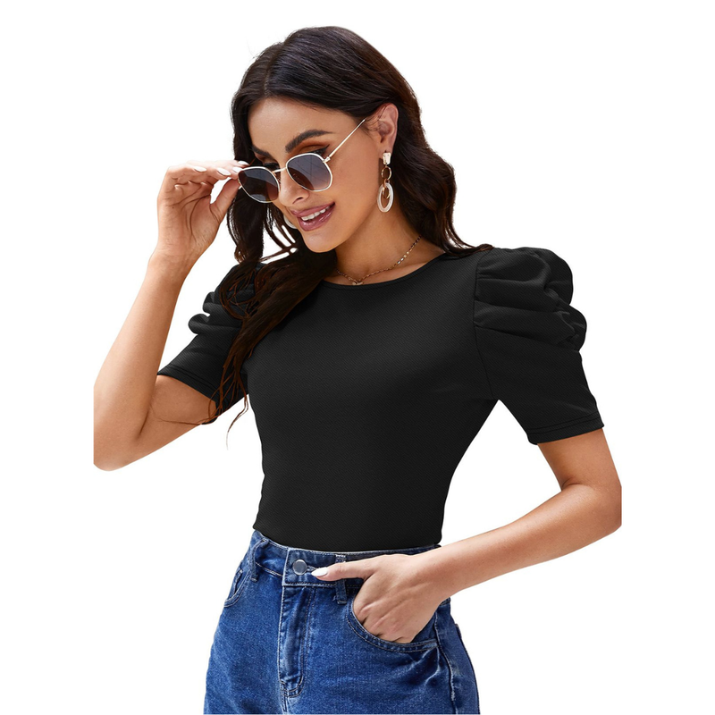 Sunset Glow Ruched Sleeve Tee
