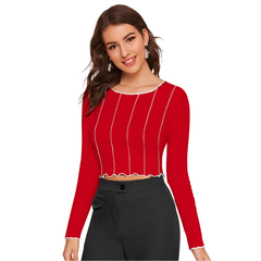 Tangerine Wave-Stitch Crop Top- DNK