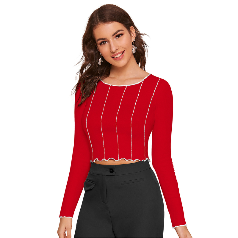 Tangerine Wave-Stitch Crop Top- DNK