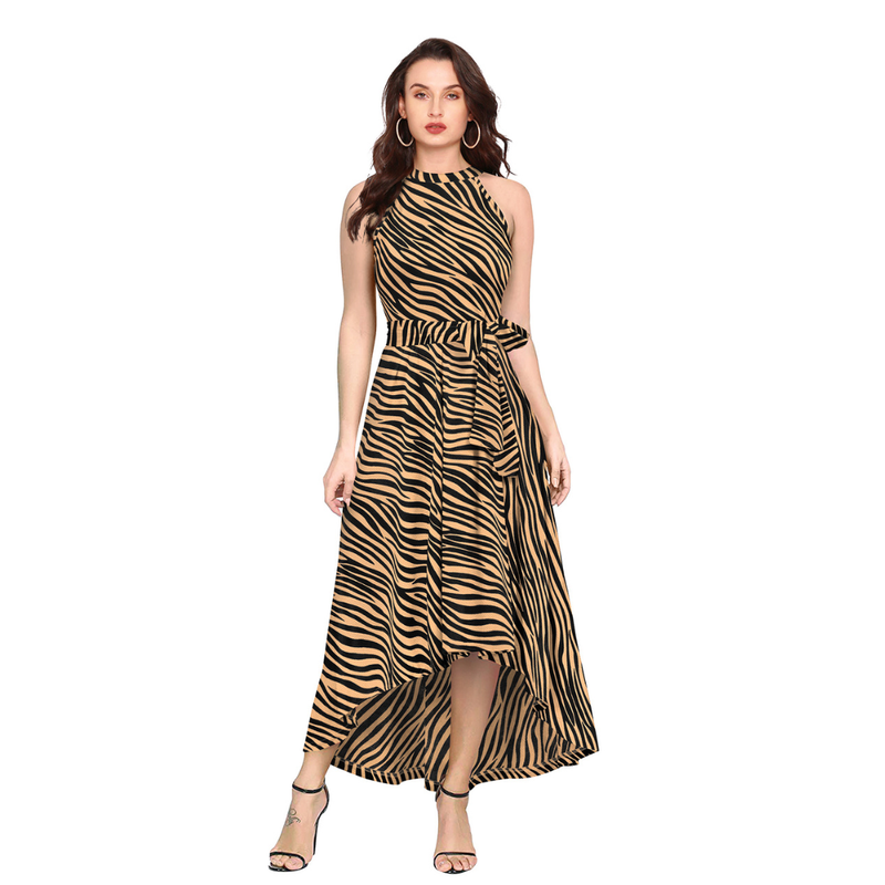 Bold Animal Print Sleeveless Party Dress - DNK