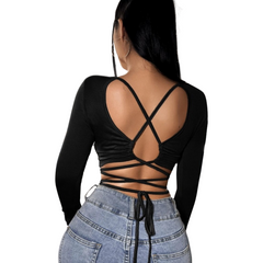 Luxe Backless Tie-Back Crop Top DZ-5