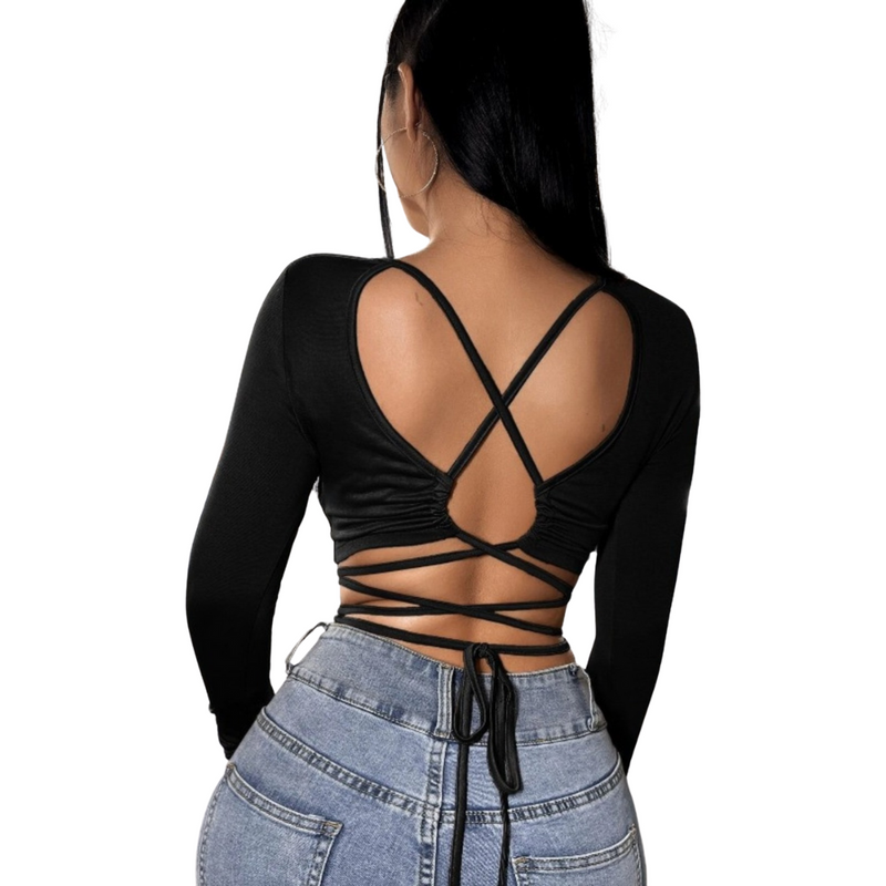 Luxe Backless Tie-Back Crop Top DZ-5
