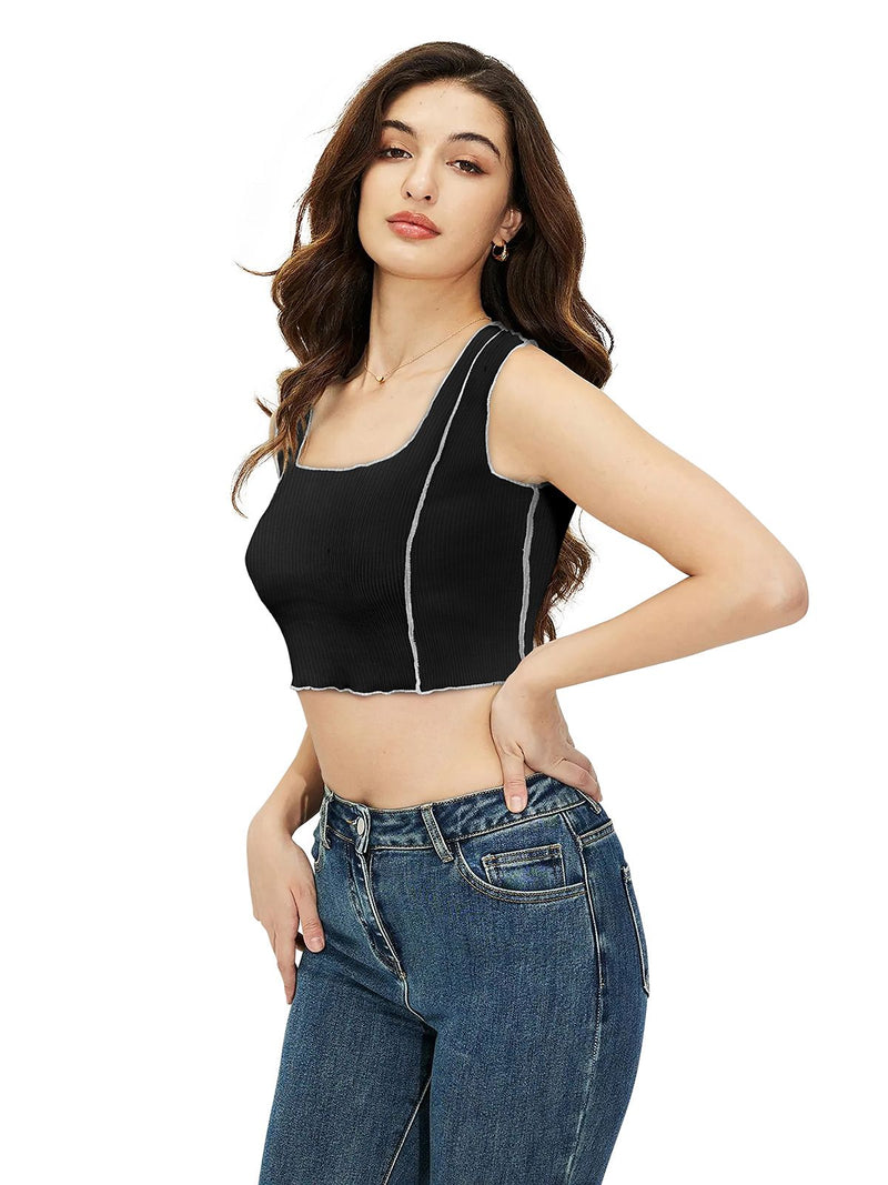 Trendy Polyester Knitting Crop Top – Stylish, Breathable & Versatile Women's Fashion DNK