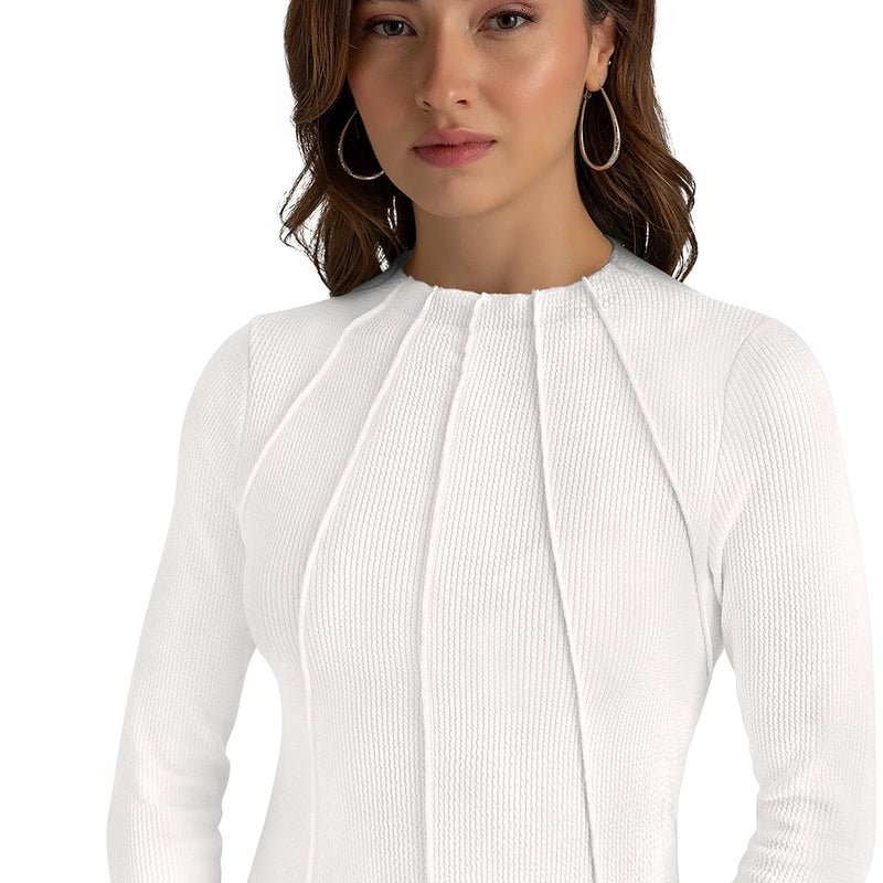 Chic Ribbed Knit Structured Top DNK