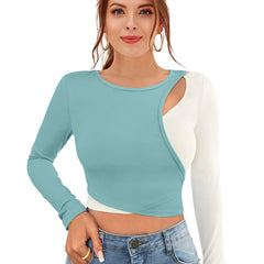 Dual-Tone Cutout Crop Top | Trendy & Chic Women's Top DNK