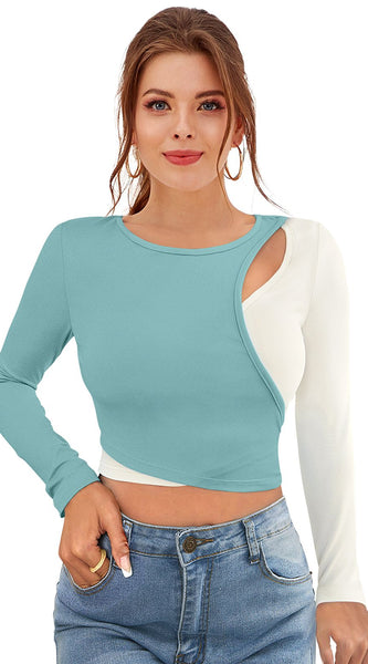 Dual-Tone Cutout Crop Top