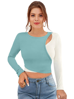 Dual-Tone Cutout Crop Top