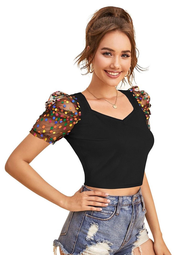 Chic Puff Sleeve Crop Top – Trendy & Stylish Women's Fashion DNK