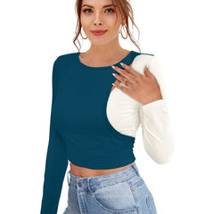 Dual-Tone Cutout Crop Top | Trendy & Chic Women's Top DNK