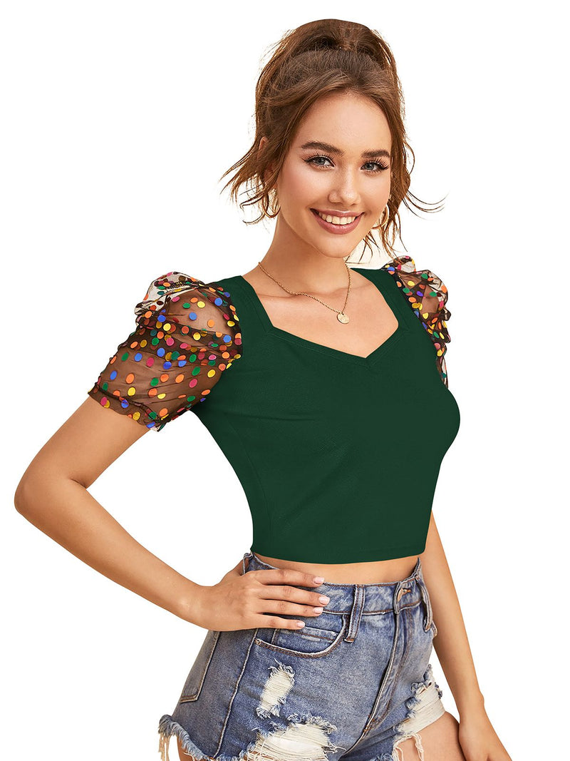 Chic Puff Sleeve Crop Top – Trendy & Stylish Women's Fashion DNK