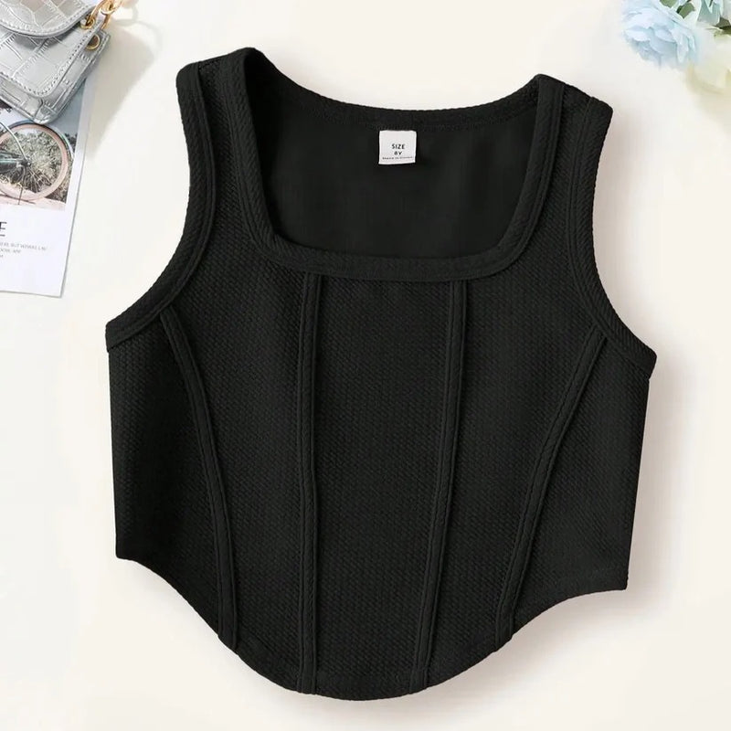Square Neck Hanky Hem Tank Top DZ-6