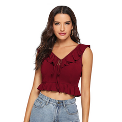 Ruffle Tie-Up Crop Top