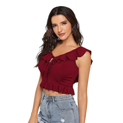 Ruffle Tie-Up Crop Top DNK