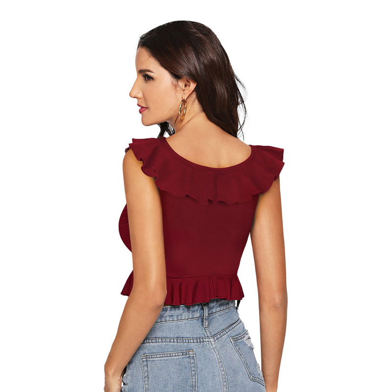 Ruffle Tie-Up Crop Top DNK