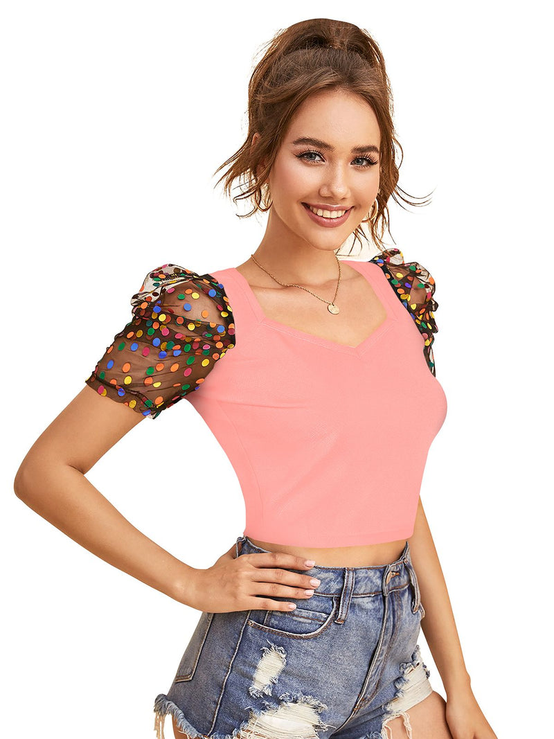 Chic Puff Sleeve Crop Top – Trendy & Stylish Women's Fashion DNK