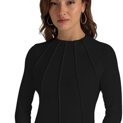 Chic Ribbed Knit Structured Top DNK