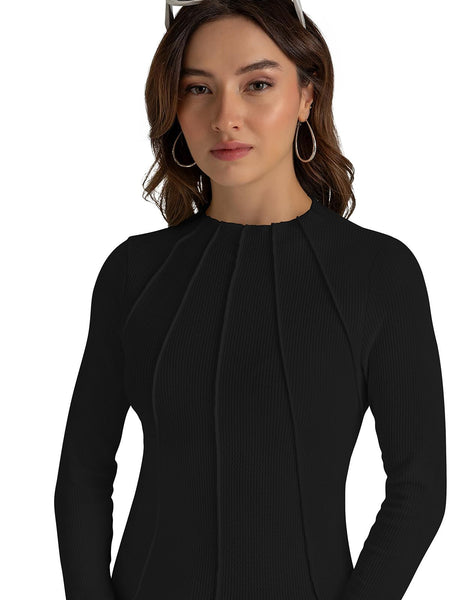 Chic Ribbed Knit Structured Top DNK