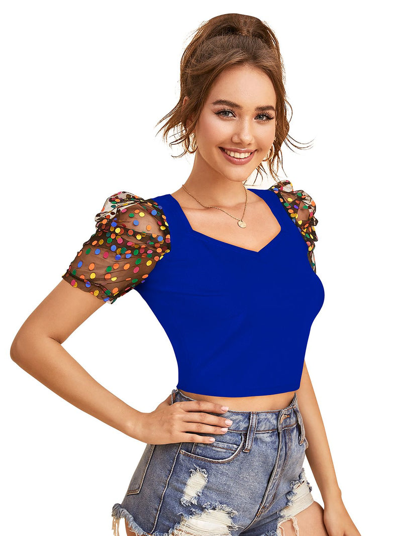 Chic Puff Sleeve Crop Top – Trendy & Stylish Women's Fashion DNK
