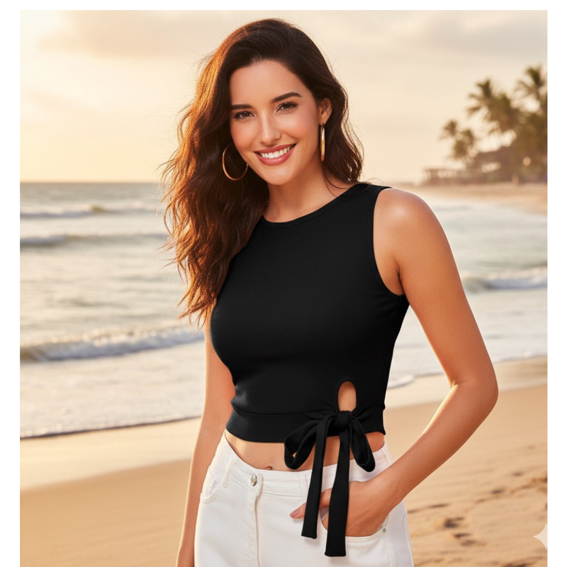 Mint Cut-Out Bow Detail Top-DNK