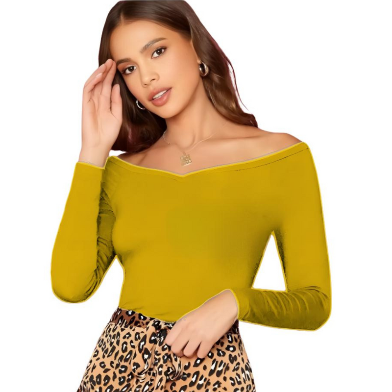 Women’s V-Neck Off-Shoulder Full Sleeve Top DZ-4