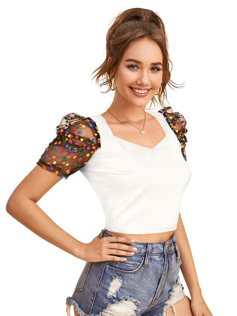 Chic Puff Sleeve Crop Top – Trendy & Stylish Women's Fashion DNK