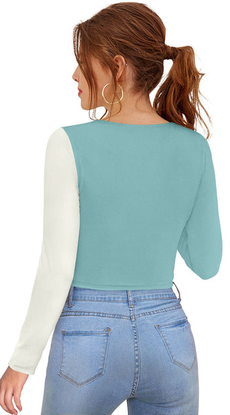 Dual-Tone Cutout Crop Top