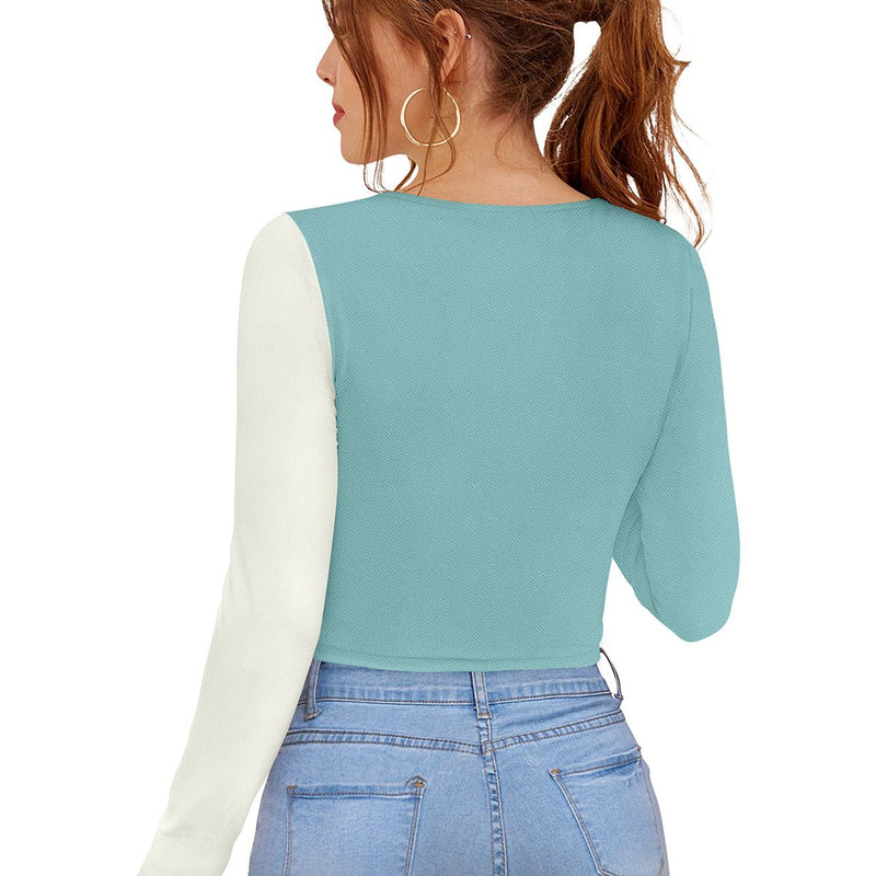 Dual-Tone Cutout Crop Top | Trendy & Chic Women's Top DNK