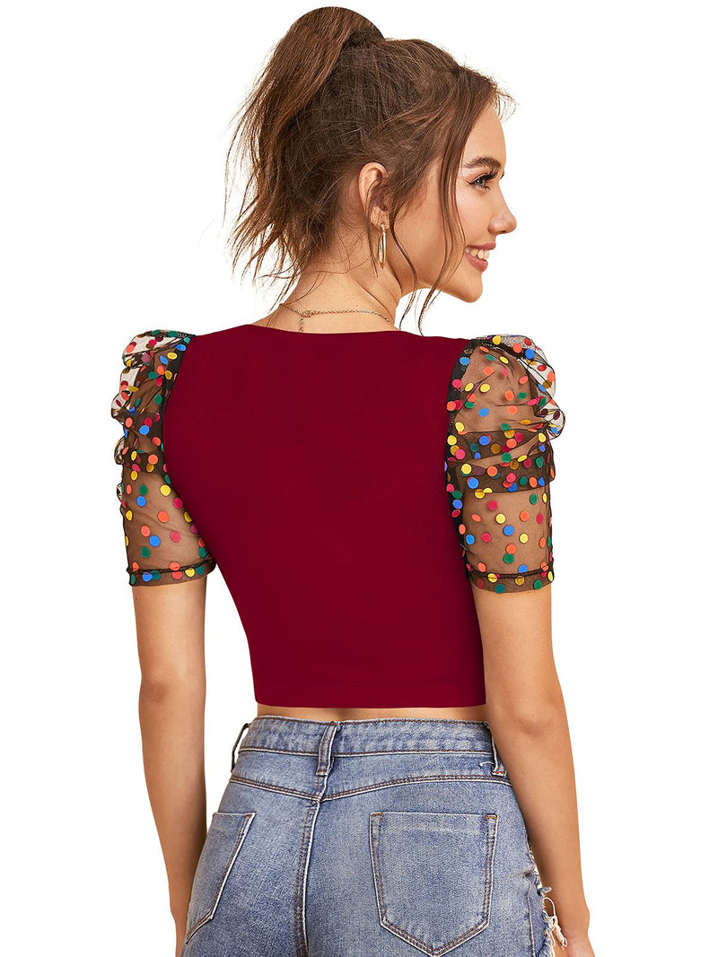 Chic Puff Sleeve Crop Top – Trendy & Stylish Women's Fashion DNK