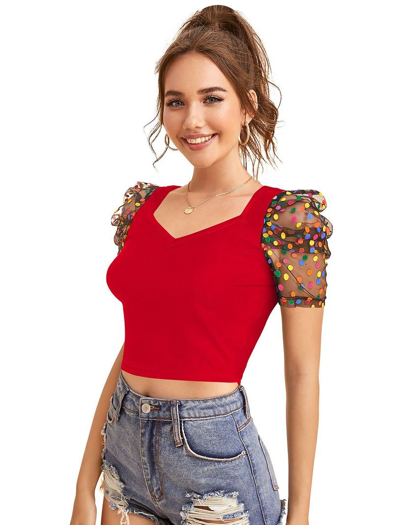 Chic Puff Sleeve Crop Top – Trendy & Stylish Women's Fashion DNK