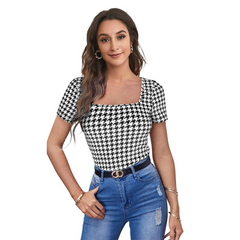 Printed Stretch Fit Top Checkered DNK