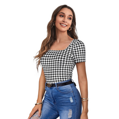 Printed Stretch Fit Top Checkered DNK