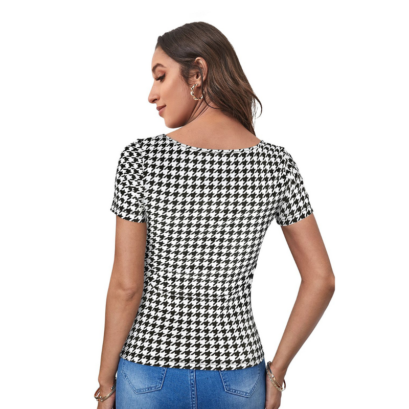 Printed Stretch Fit Top Checkered DNK