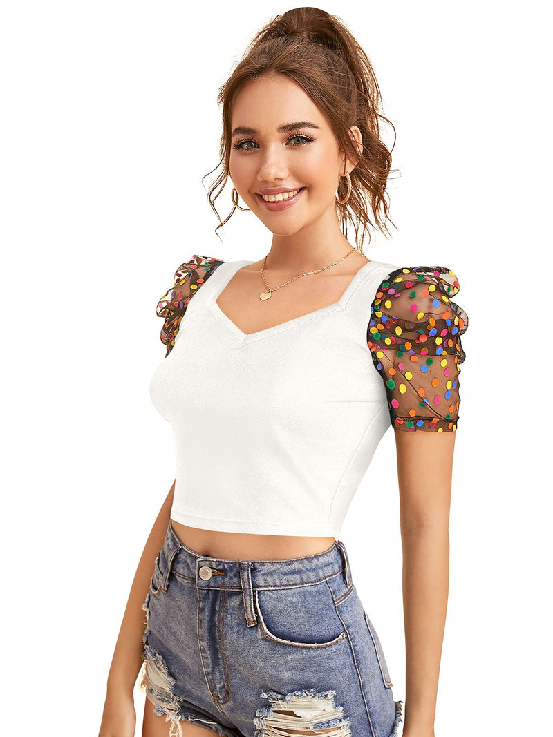 Chic Puff Sleeve Crop Top – Trendy & Stylish Women's Fashion DNK