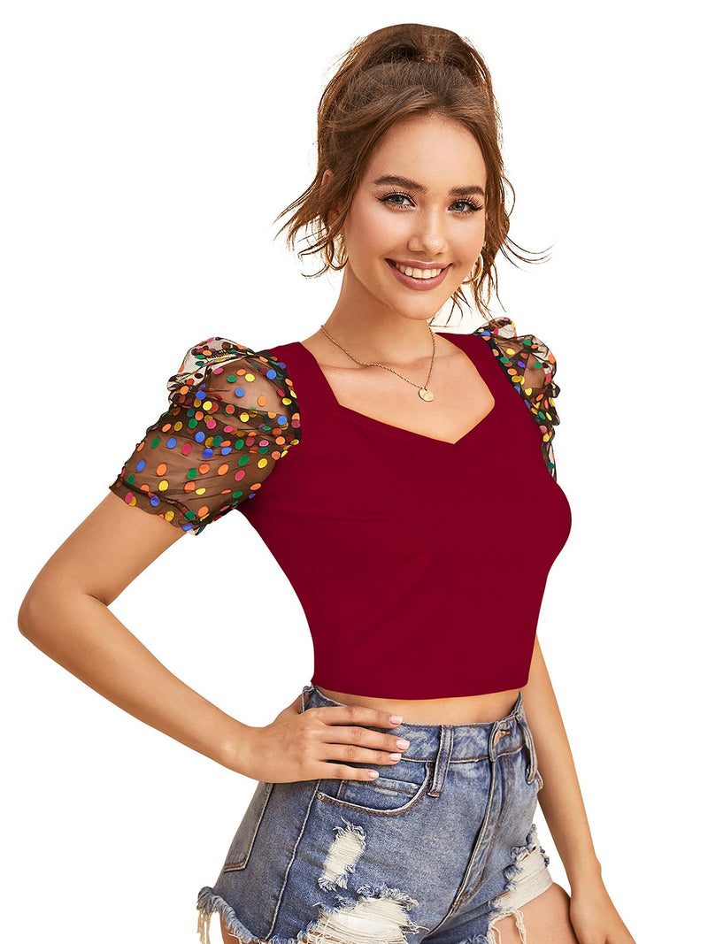 Chic Puff Sleeve Crop Top – Trendy & Stylish Women's Fashion DNK